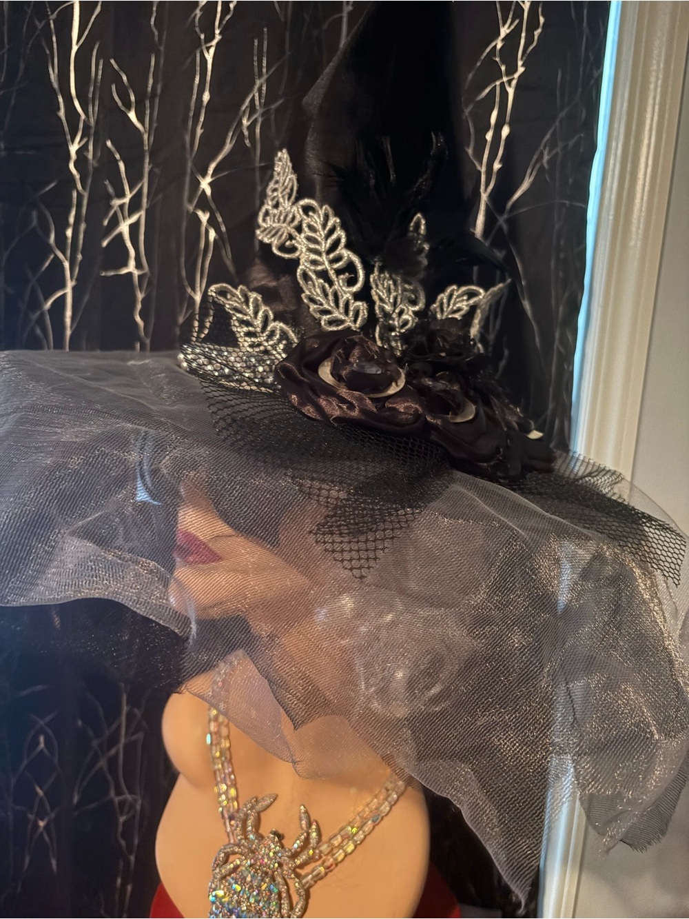 Custom glam witch hat, unique embellishments